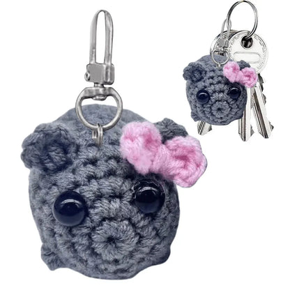 Sad Mouse Plush Keychain (Knitted)